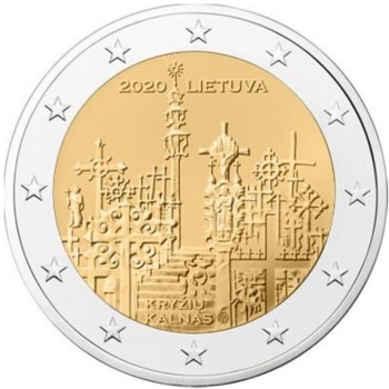 Awers okolicznościowej monety litewskiej poświęconej Górze Krzyży